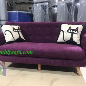 sofa thuyền bọc nỉ màu tím khói mới 100% tại Hà Nội