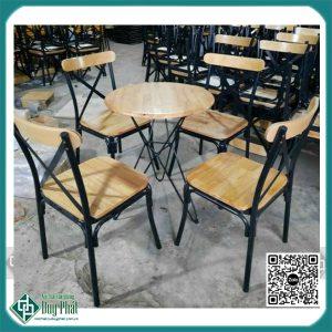 combo bộ bàn ghế cafe chữ x 1 bàn 4 ghế (CFDP-1)