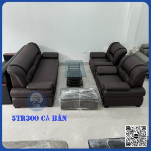 Sofa bọc da văng bành dài màu nâu đậm
