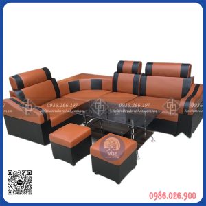 Sofa da góc NÂU ĐEN giá rẻ