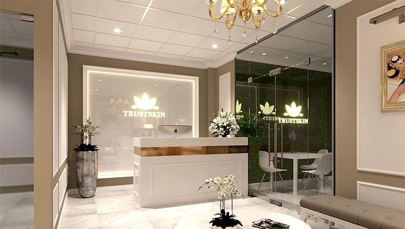 Quầy lễ tân mang phong cách hiện đại