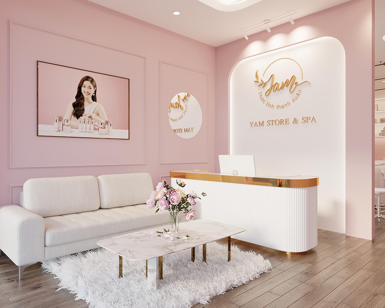 Quầy lễ tân sang trọng, chuyên nghiệp