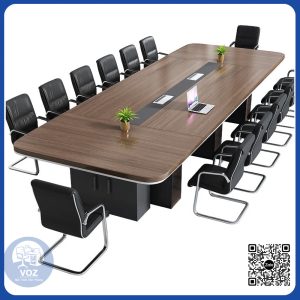 Bàn họp cao cấp gỗ công nghiệp phủ melamin KT rộng 1m4 dài 3m cao 75cm
