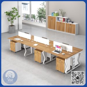 Cụm bàn làm việc vách ngăn chân sắt 6 người Atlas – BLVDK48