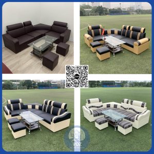 Sofa giá rẻ mẫu góc màu nâu (SFG-82)