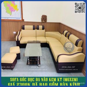 Sofa góc giá rẻ màu kem nâu (SFG-04)