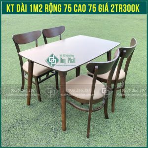 Bàn ghế ăn cabin 4 ghế giá rẻ mặt 75x1m2 cao 75cm (BAN-01)