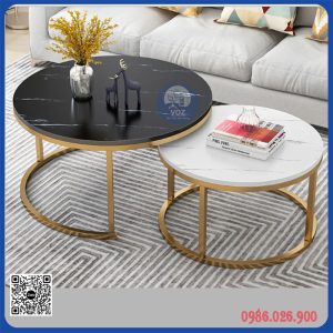 Bàn Sofa Đôi Mặt Đá Tròn – (BSFDP25)