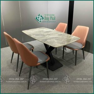 Bàn ăn 4 ghế bàn chân chéo mặt 80x1m4 cao 75cm (BAN-09)