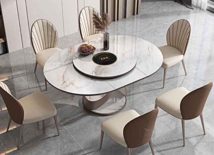 Bàn ghế ăn hình oval