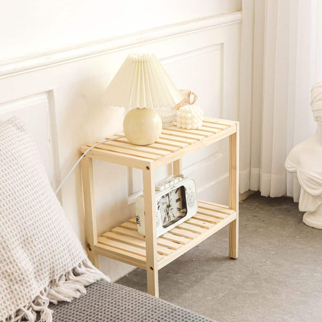 Kệ trang trí 2 tầng bằng gỗ tự nhiên Kệ trang trí 2 tầng bằng gỗ tự nhiên