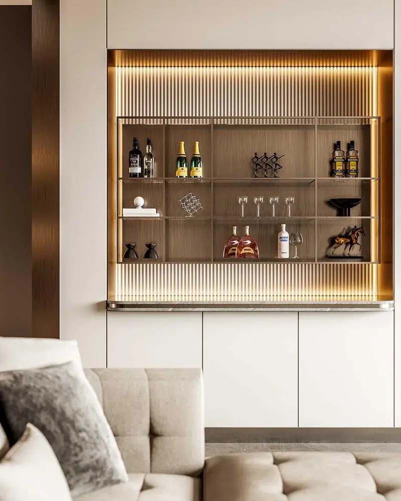 Tủ rượu âm tường phòng khách Tủ rượu âm tường phòng khách