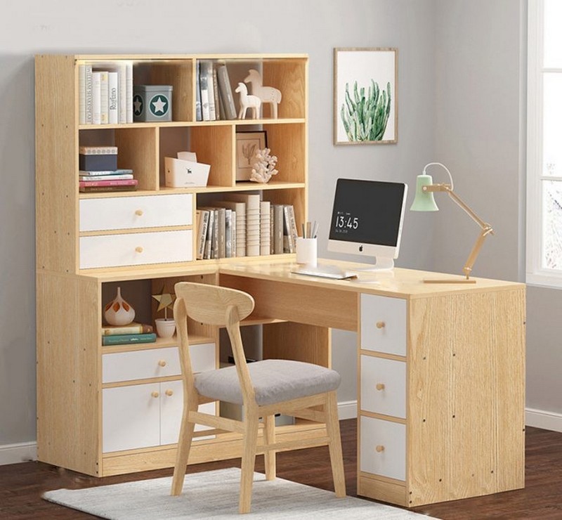 Kệ sách kết hợp bàn làm việc