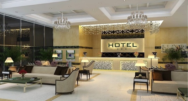 Quầy lễ tân nhà hàng sang trọng