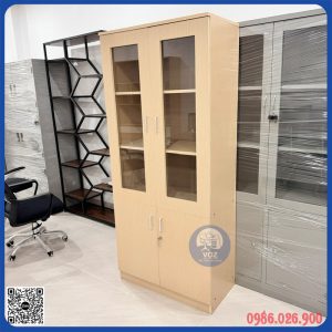 Tủ văn phòng đựng hồ sơ, tài liệu bằng gỗ 2 cánh kính (TVPG-01)