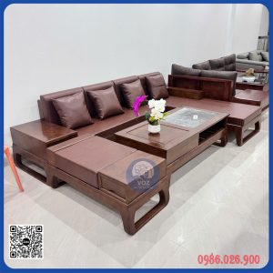 Bộ sofa gỗ sồi góc L chân quỳ SFGVOZ-14