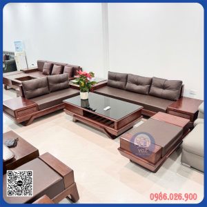 Bộ Bàn Ghế Phòng Khách Sofa Gỗ 2 Văng Chân Thuyền - SFVOZ- 16