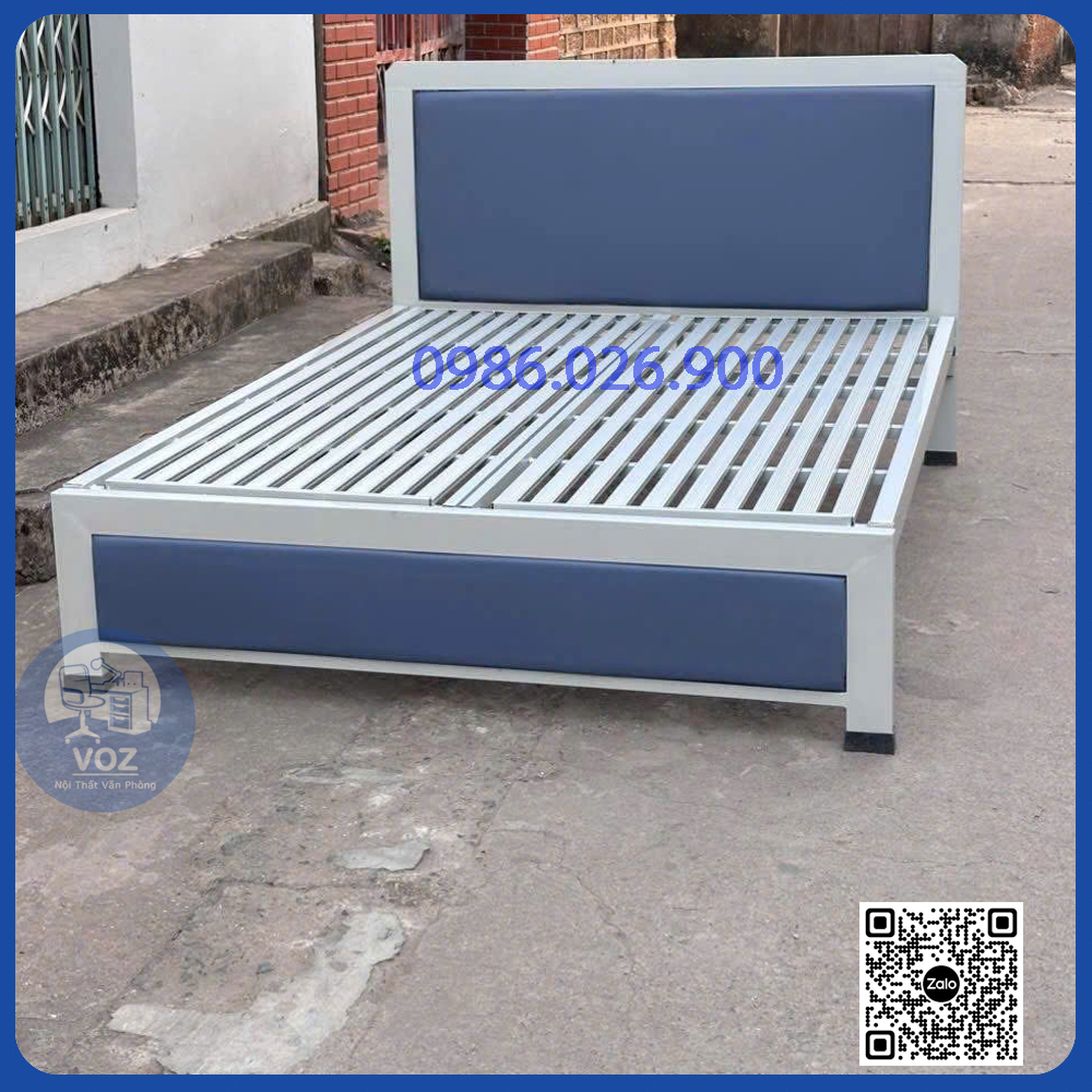 Giường sắt nỉ màu ghi 1m6x2m GS-VOZ Giường sắt nỉ màu ghi 1m6x2m GS-VOZ