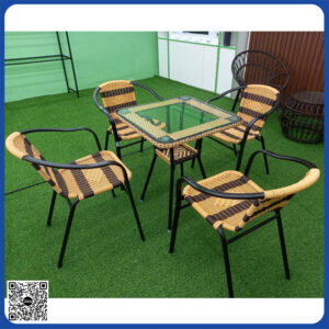 Bộ Bàn Ghế Cafe Mây Nhựa 1 Bàn 4 Ghế (MN-DP24) Bộ Bàn Ghế Cafe Mây Nhựa 1 Bàn 4 Ghế (MN-DP24)